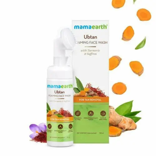 Mamaearth Ubtan Foaming Face Wash with Turmeric & Saffron for Tan Removal –150ml