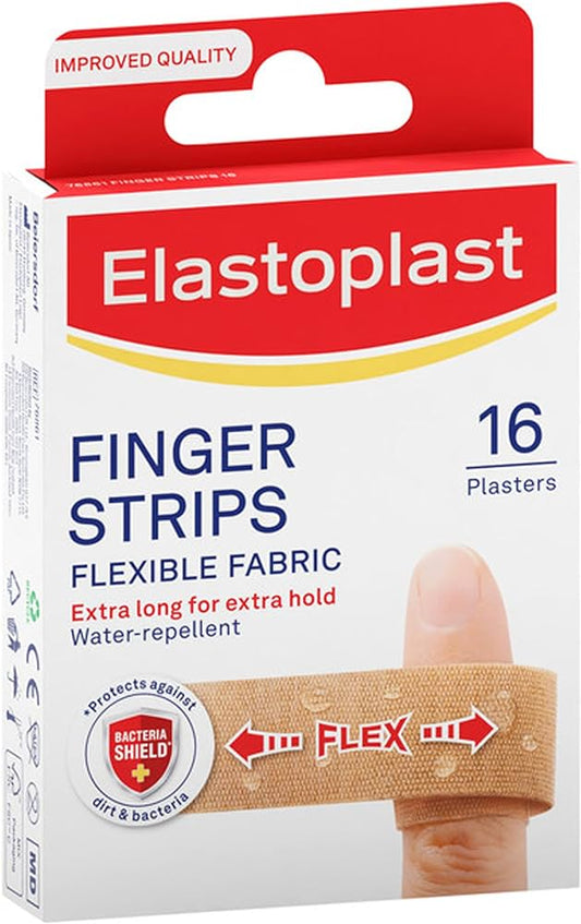 16 Flexible Fabric Elastoplast Finger Strips for Enhanced Wound Care