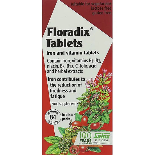 Floradix Iron And Vitamin Tablets - Daily Nutrient Boost - 84 Tablets