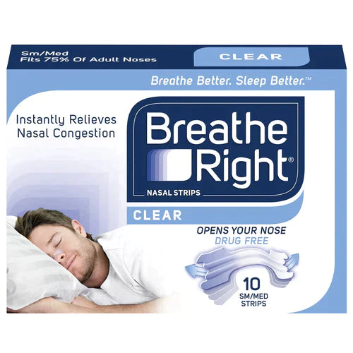 Clear Breathe Right Nasal Strips - Pack of 10 Small/Medium Strips