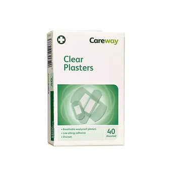 Clear Adhesive Strips Assortment - 40 Hypoallergenic Plasters