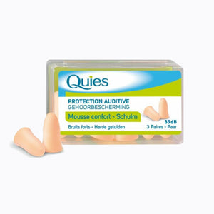 Quies Foam Natural Beige Color Noise Reduction Ear Plugs Pack of 3 Pairs