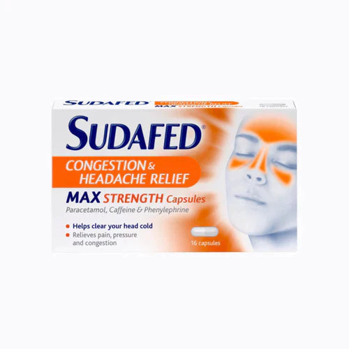 Sudafed Max Strength Sinus & Headache Relief Tablets - 16 Count