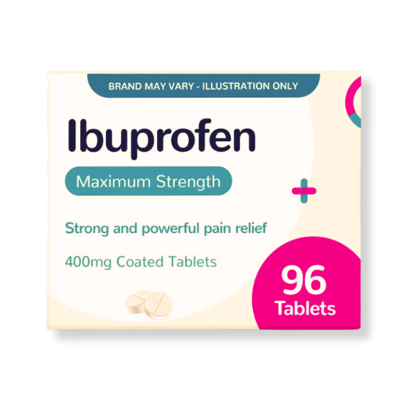 Ibuprofen 400mg Pain Relief Tablets - 96 Tablets (Brand May Vary)