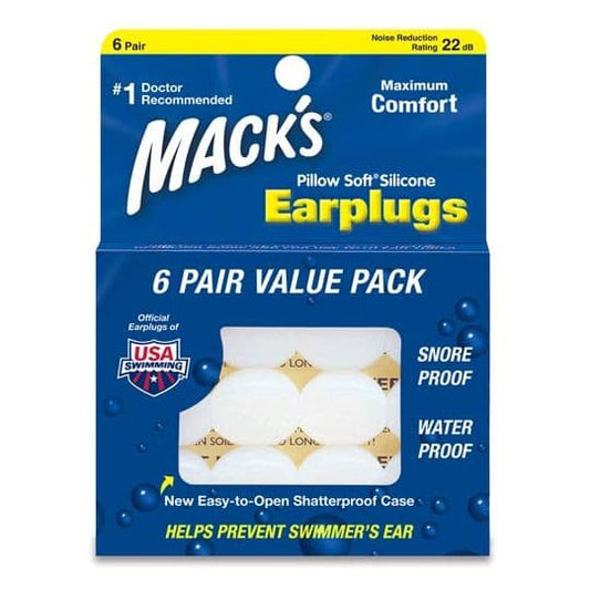 Mack's Pillow Soft Silicone Earplugs: Ultimate Noise-Blocking Comfort - Pack of 6