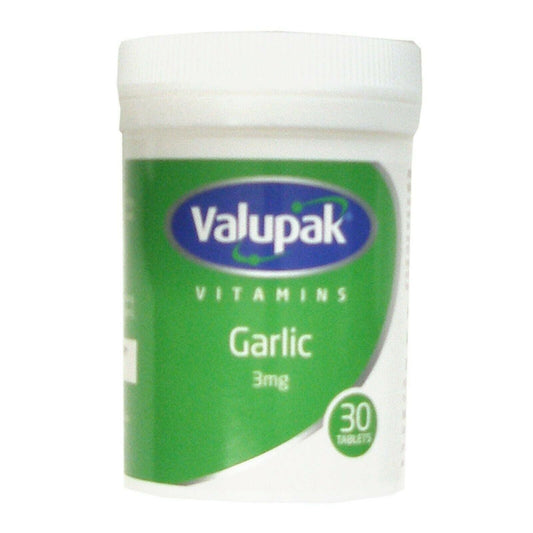 Valupak Garlic 3mg - 6 Bottles of 30 Tablets