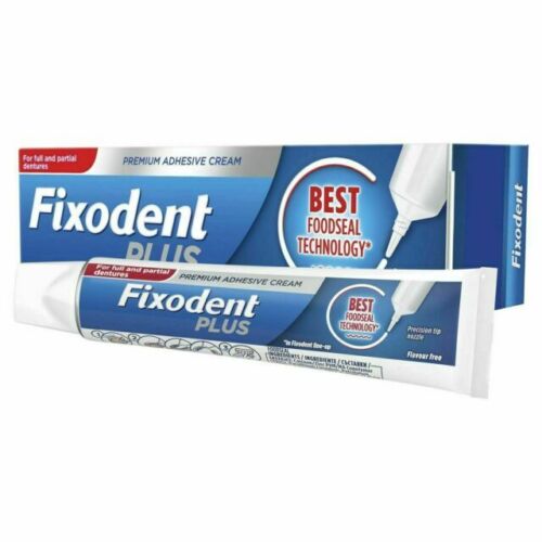 Fixodent Plus Dual Premium Food Seal Denture Adhesive Cream Enhanced Hold 40g