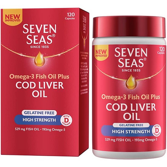 Seven Seas High Strength Omega-3 Fish Oil Plus Cod Liver Oil (Gelatine Free)