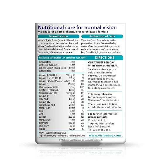 Visionace Original - 30 Tablets for Healthy Eyes