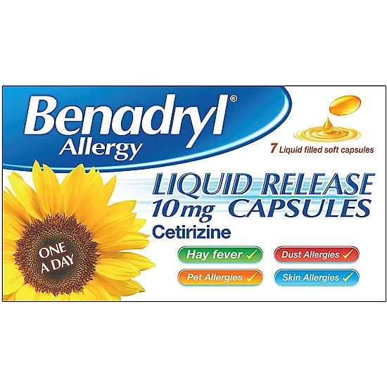 Benadryl Allergy Rapid Relief Liquid Release Capsules 10mg - 7 Pack