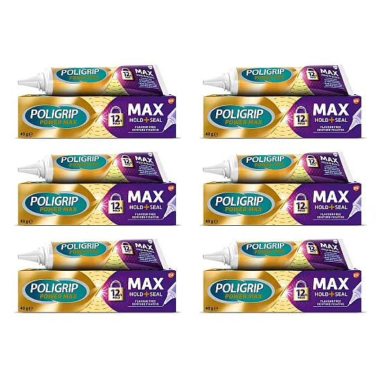 Poligrip Max Seal Denture Adhesive - 40g - Pack of 6