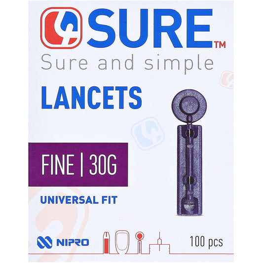 4Sure Fine 30g Single Use Lancets - Box of 100