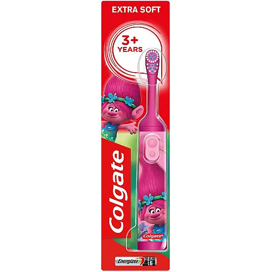 Colgate Children's Trolls Battery-Powered Toothbrush, Gentle & Fun Oral Care for Kids 3+