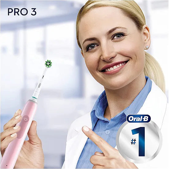 Oral-B Pro 3 3900 Duo Electric Toothbrush Set - Smart Pressure Sensor - Black & Pink Pack