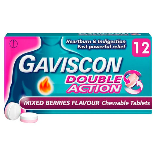 Mixed Berries Flavored Gaviscon Chewable Tablets - 12 Tablets