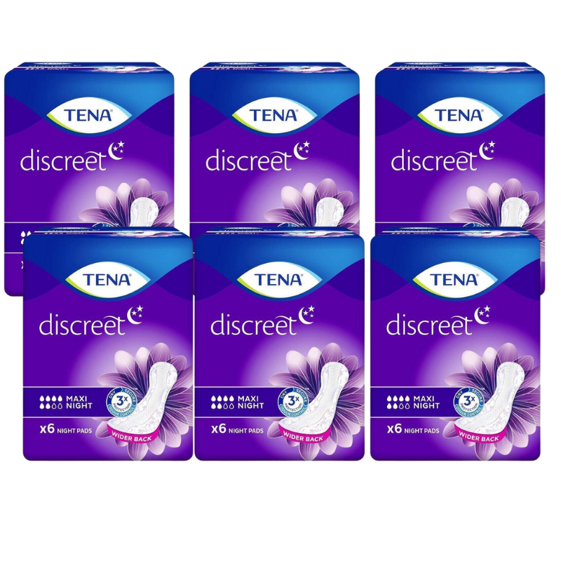 TENA Discreet Maxi Night Incontinence Pads - 6 Pads