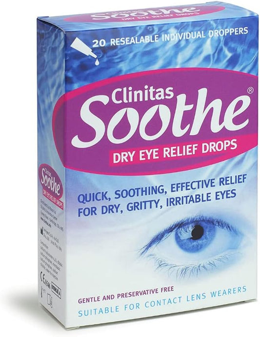 Soothing Eye Drops for Long-Lasting Eye Hydration - 20 Droppers Pack