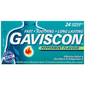 Gaviscon Peppermint Flavored Chewable Tablets - 24 Tablets