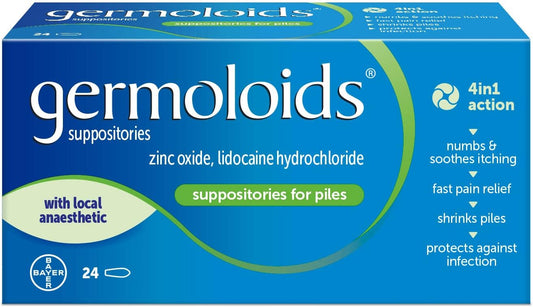 Hemorrhoid & Piles Relief Suppositories 24 Pack