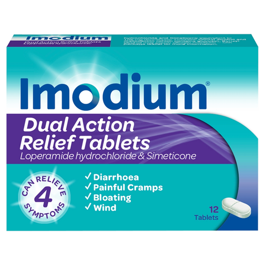 12-Pack Imodium Dual Action Diarrhoea Relief Tablets