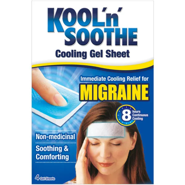 Cooling Relief Gel Sheets for Migraine Headaches - Pack of 4