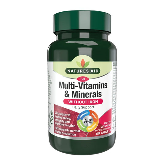 Natures Aid Iron-Free Multi-Vitamins & Minerals Daily Support 60 Tablets