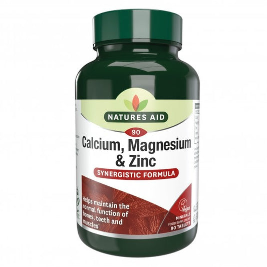 Bone Strength & Vitality Formula: Natures Aid Calcium, Magnesium & Zinc Synergistic Blend 90 Tablets