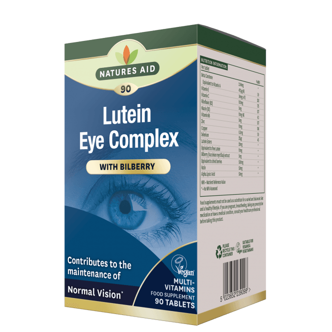 Natures Aid Lutein Eye Complex Tablets with Blueberry Extract for Eye Health