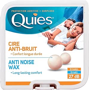 Quies Natural Wax Earplugs Boules - Pack of 8 Pairs