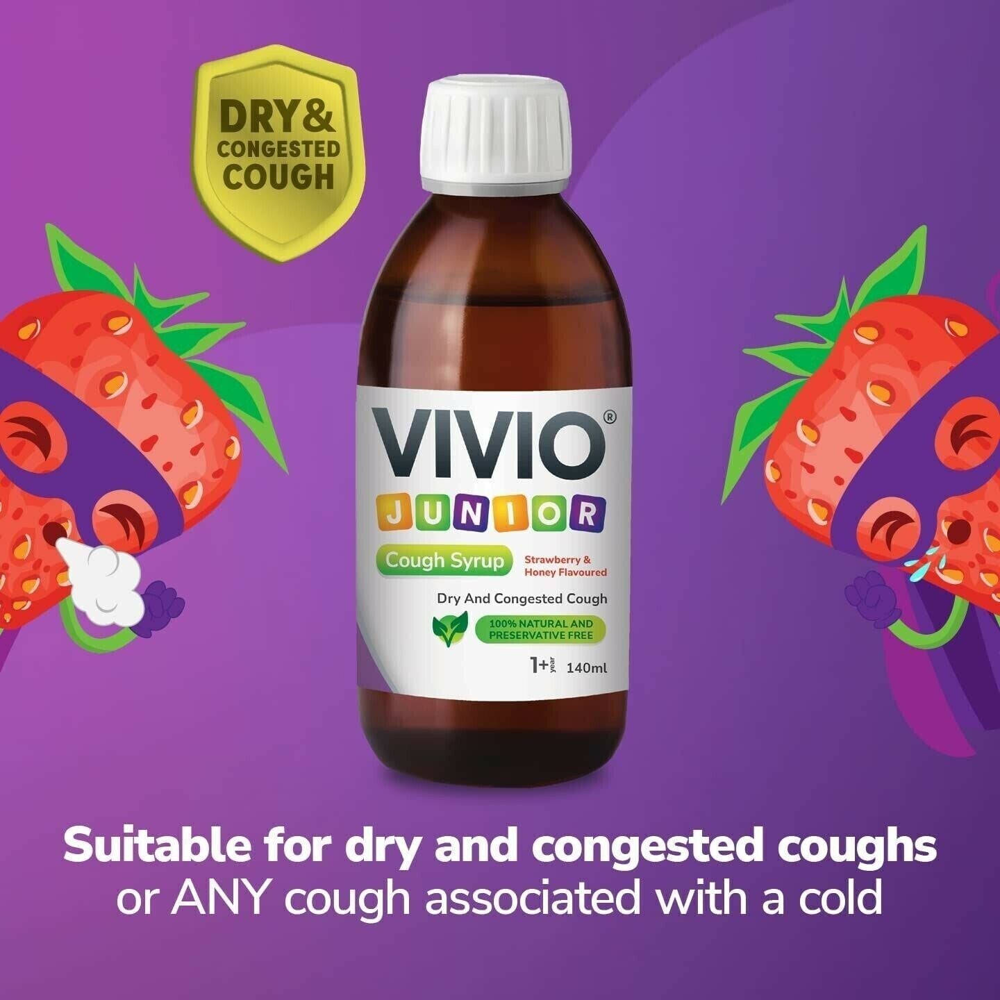 VIVIO Kids Cough Syrup for Dry/Congested Coughs