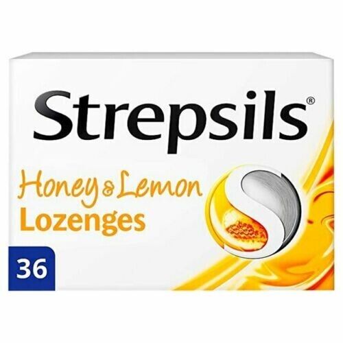 Strepsils 36 Lozenges For Relief of Sore Throat & Congested Nose with Honey and Lemon