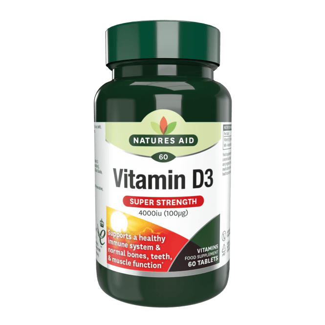 Natures Aid Super Strength Vitamin D3 4000IU Tablets - 80 Count