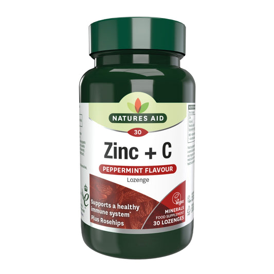 Natures Aid Zinc and Vitamin C Peppermint Lozenges